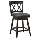 2 Pieces 24 Inch Swivel Counter Height Barstool Set with Rubber Wood Legs by LJGDeals