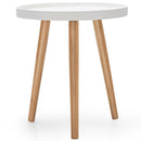 Mid Century Modern Round Side Sofa Coffee Table with Wooden Tray by LJGDeals