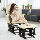 Wood Glider and Ottoman Set with Padded Armrests and Detachable Cushion by LJGDeals