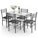 5 Pieces Dining Set with Tempered Glass Top Table and 4 Upholstered Chairs by LJGDeals