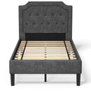 Linen Twin Upholstered Platform Bed with Frame Headboard Mattress Foundation by LJGDeals