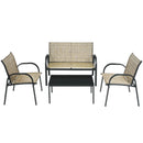 4 Pieces Patio Furniture Set with Glass Top Coffee Table by LJGDeals
