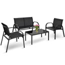4 Pieces Patio Furniture Set with Glass Top Coffee Table by LJGDeals
