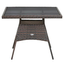 5 Pieces Patio Rattan Dining Furniture Set with Arm Chair and Wooden Table Top by LJGDeals