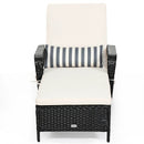 Patio Wicker Chaise Lounge Chair with Pillow and Adjustable Backrest with Cushion-Black by DirectDeals