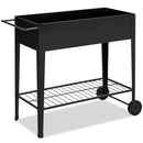 Raised Garden Bed Elevated Planter Box on Wheels Steel Planter with Shelf-Black by LJGDeals