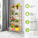 4-Tier Bamboo Plant Rack with Guardrails Stable and Space-Saving by LJGDeals