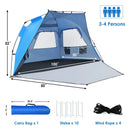 3-4 Person Easy Pop Up Beach Tent UPF 50+ Portable Sun Shelter by LJGDeals