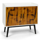 Mid-Century Wood Storage Cabinet with 2 Doors and Metal Legs for Entryway by LJGDeals