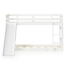 Twin over Twin Bunk Wooden Low Bed with Slide Ladder for Kids