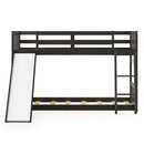 Twin over Twin Bunk Wooden Low Bed with Slide Ladder for Kids by LJGDeals