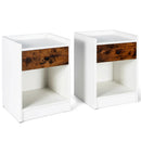 Set of 2 Nightstand with Drawer Cabinet End Side Table Raised Top by LJGDeals
