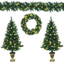 4 Pieces Christmas Decoration Set with Garland Wreath and Entrance Trees by LJGDeals