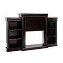70 Inch Modern Fireplace Media Entertainment Center with Bookcase-Black by DirectDeals