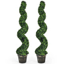 2 Pack 4 Feet Artificial Spiral Boxwood Topiary Indoor Outdoor Decor by LJGDeals