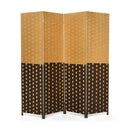 4 Panel Portable Folding Hand-Woven Wall Divider Suitable for Home Office-Brown by LJGDeals