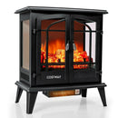 25 Inch Freestanding Electric Fireplace Heater with Realistic Flame effect-Black by LJGDeals