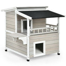 2-Story Wooden Patio Luxurious Cat Shelter House Condo with Large Balcony by LJGDeals