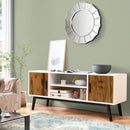 Mid-Century Wood TV Stand for 55 Inch with 2 Cabinets and Open Shelves by LJGDeals