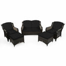 5 Pieces Patio Rattan Sofa Set with Cushion and Ottoman-Navy by DirectDeals