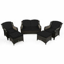 5 Pieces Patio Rattan Sofa Set with Cushion and Ottoman by LJGDeals