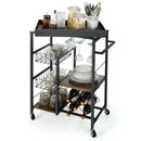 Kitchen Island Cart on Wheels with Removable Top and Wine Rack-Rustic Brown by LJGDeals