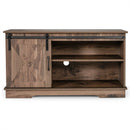 Sliding Barn Door TV Stand with Adjustable Shelf Cabinet-Dark Walnut by LJGDeals