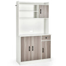 4-Door Freestanding Kitchen Buffet with Hutch and Adjustable Shelves by LJGDeals