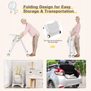 Baby Convertible Folding Adjustable High Chair with Wheel Tray Storage Basket