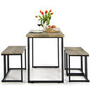 4 Pieces Industrial Dinette Set with Bench and 2 Stools-Oak by LJGDeals