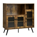 Buffet Kitchen Storage Cupboard with Glass Door and Adjustable Shelves-Rustic Brown by LJGDeals