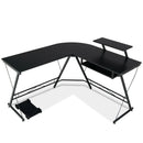 L Shaped Computer Desk Home Office Workstation with Movable Monitor Stand-Black by LJGDeals