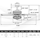 52 Inch Ceiling Fan with 3 Wind Speeds and 5 Reversible Blades by LJGDeals