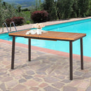 55 Inch Patio Acacia Dining Table with Umbrella Hole by LJGDeals