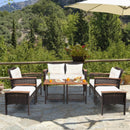 7 Pieces Patio Rattan Cushioned Conversation Furniture Set by LJGDeals