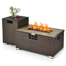 32 x 20 Inch Propane Rattan Fire Pit Table Set with Side Table Tank and Cover by LJGDeals