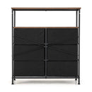 2-Tier Storage Chest with Wooden Top and 6 Fabric Drawers-Rustic Brown by DirectDeals