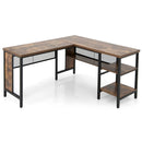 Industrial L-Shaped Corner Computer Desk Office Workstation with Storage Shelves by LJGDeals