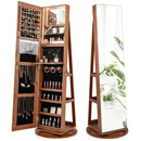 360° Rotating Mirrored Jewelry Cabinet Armoire 3 Color LED Modes Lockable by LJGDeals