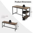 3 Pieces Dining Table Set for 4 with Wine Rack-Brown by LJGDeals