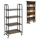 Foldable Rolling Cart with Storage Shelves for Kitchen-4-Tier by LJGDeals