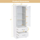 62 Inch Freestanding Bathroom Cabinet with Adjustable Shelves and 2 Drawers-White by LJGDeals