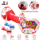 3 In 1 Child Crawl Tunnel Tent Kids Play Tent Ball Pit Set Foldable Children Play House Pop-up Kids Tent w/Storage Bag for Indoor Outdoor Travel Use
