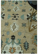 Hand knotted Peach, Ivory and Gray 8x10 Oriental Oushak wool area rug by The Rug Decor