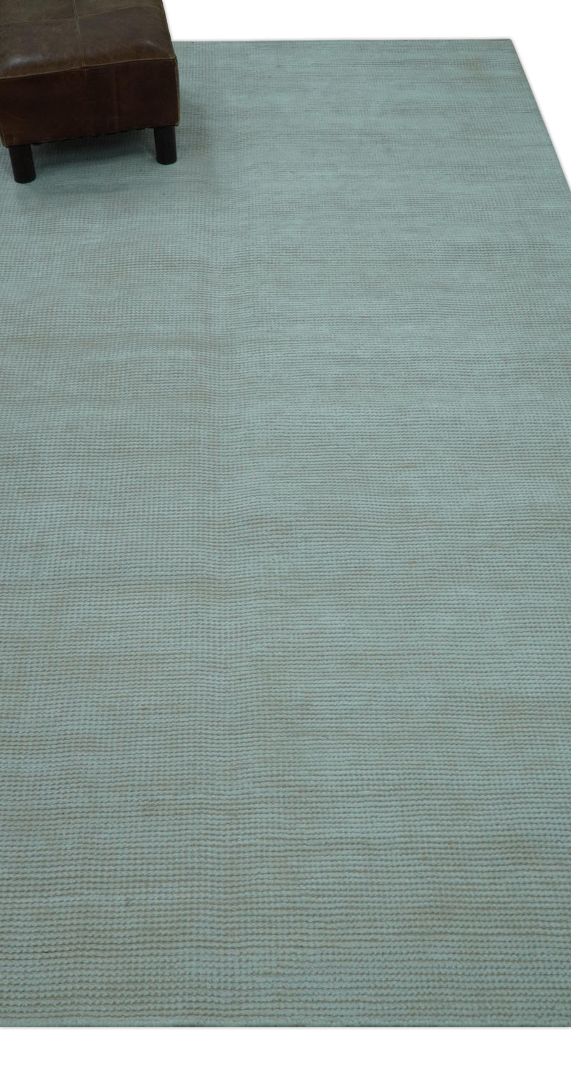 Ivory Hand Woven Wool Area Rug 5x8 Modern Solid Design for Contemporary Living Rooms, photo 9 of 12