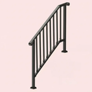 Outdoor Stair Handrail for 1–4 Steps, Adjustable Black Steel Railing by 2Dropme