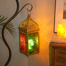 Gold Moroccan Lantern 12" H Battery Operated Decorative Lantern by JHY DESIGN