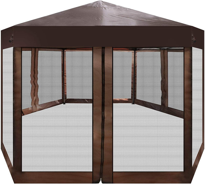 Outdoor Gazebo Patio Hexagonal Canopy Tent Sun Shade with Mosquito Netting and Carry Bag for Backyard Party