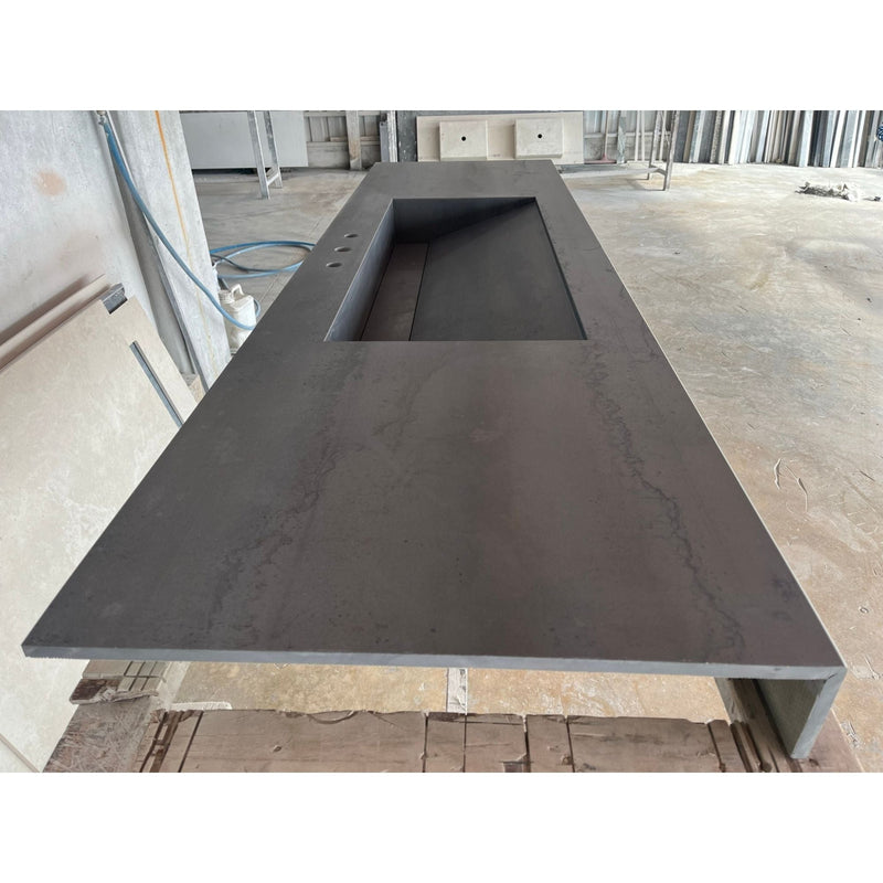 Metal Dark Engineered Porcelain Handcrafted Kitchen Bathroom Sink - Natural Stone Look, photo 10 of 21