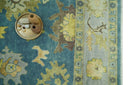 Blue, Silver and Olive 8x10 Hand knotted Traditional Oushak wool area rug by The Rug Decor